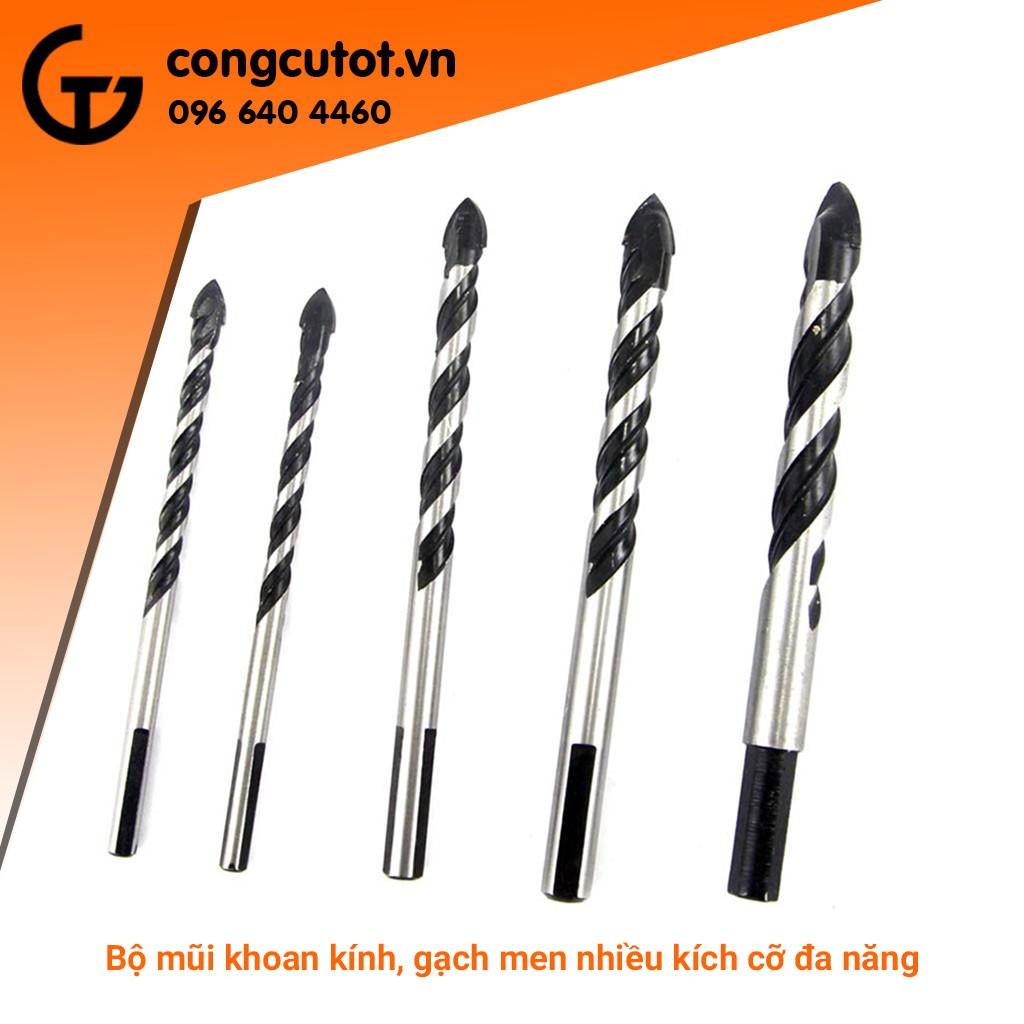 Mũi khoan kính, gạch men đa dụng, đa năng nhiều kích cỡ phổ thông Tungsteng 5-10.5mm