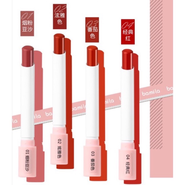 Set 4 Son sáp thỏi Charming lipstick Bamila hình bao thuốc