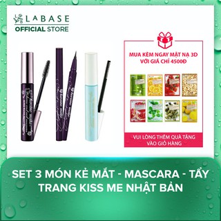 SET 3 Món KẺ MẮT MASCARA TẨY TRANG Kiss Me Nhật Bản