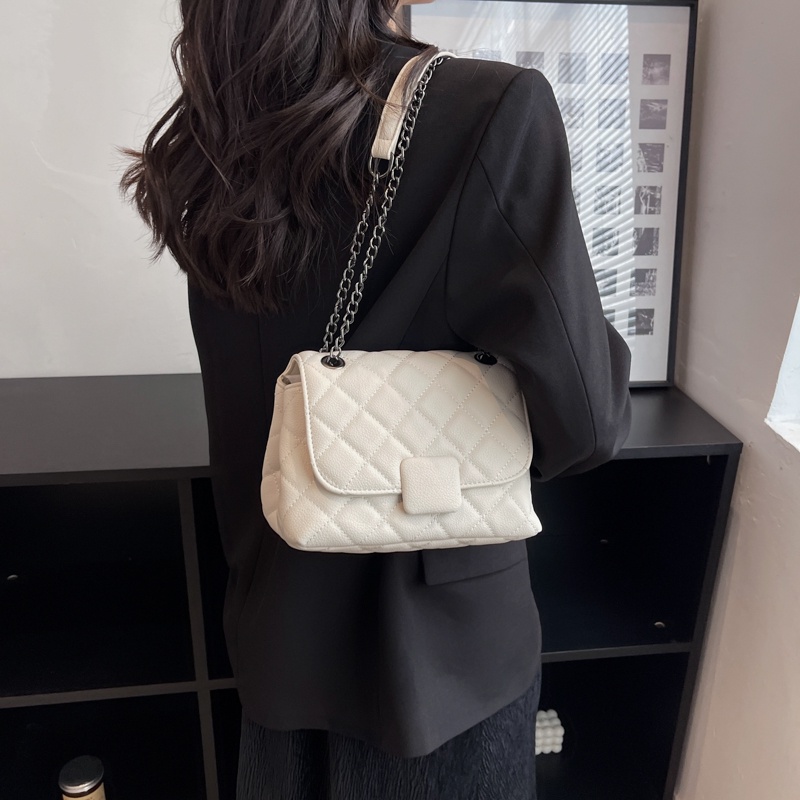 Túi đeo chéo IELGY màu trơn sọc hình thoi sức chứa lớn phong cách Hàn Quốc thời trang dành cho nữ