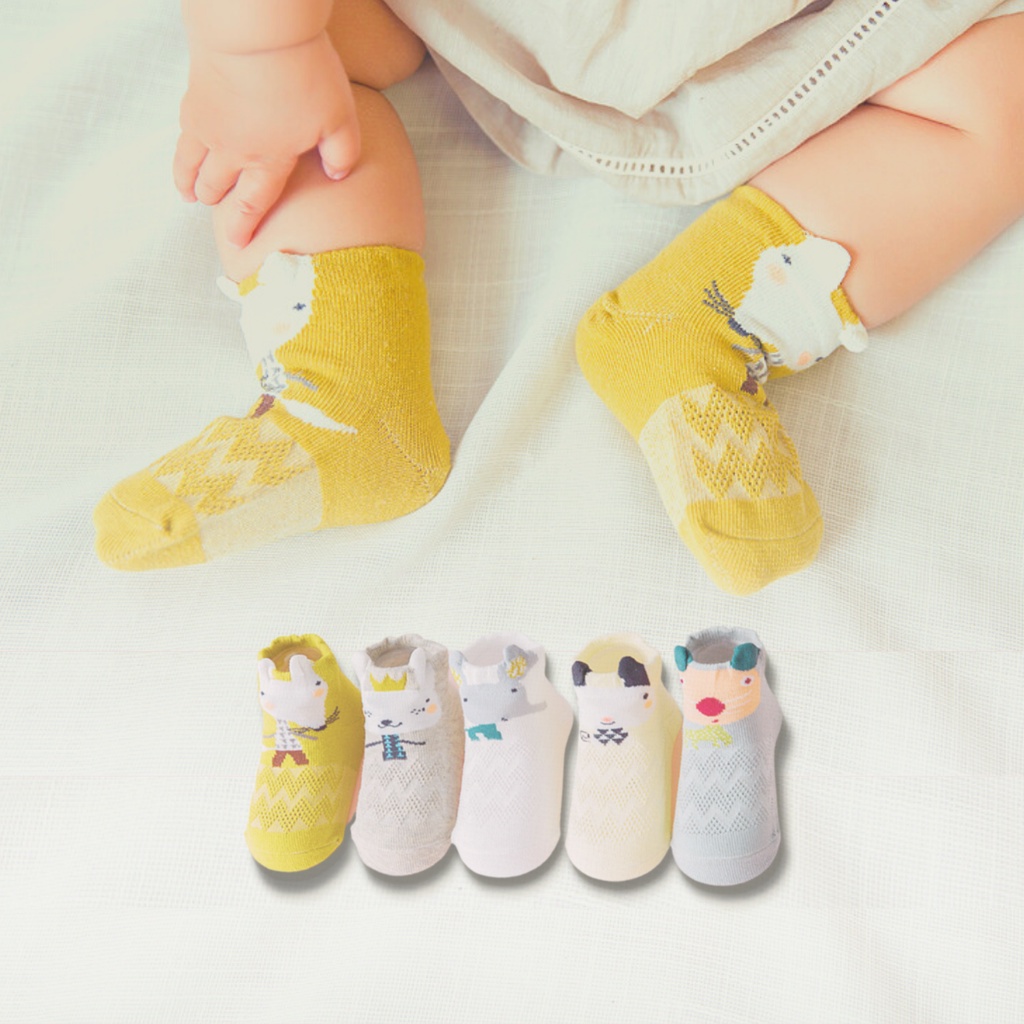 Set 5 đôi tất vớ lưới cho trẻ 0 - 3 tuổi vải cotton dệt lưới thoáng khí mùa hè có túi zip bảo quản - Nắng Của Mẹ_HTHU