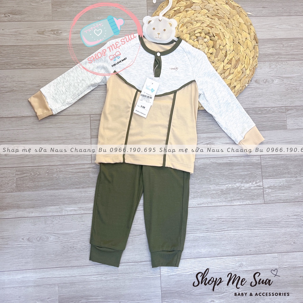 Bons99 Bộ dài tay chất liệu petit viền size 6-4y