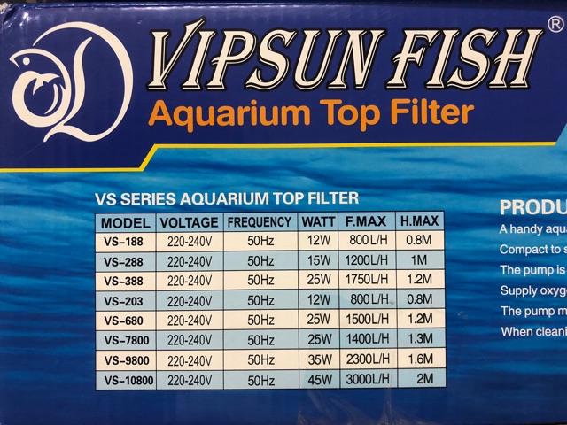 Bộ Máng và Máy Bơm Lọc Nước Hồ Cá Vipsun Fish VS-188 tặng Bông Lọc (Hàng Công Ty)