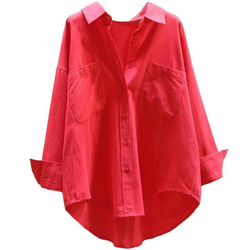 Áo sơ mi nữ đỏ cổ đức túi ngực chất liệu Kate silk cao cấp Mái Em _A6037