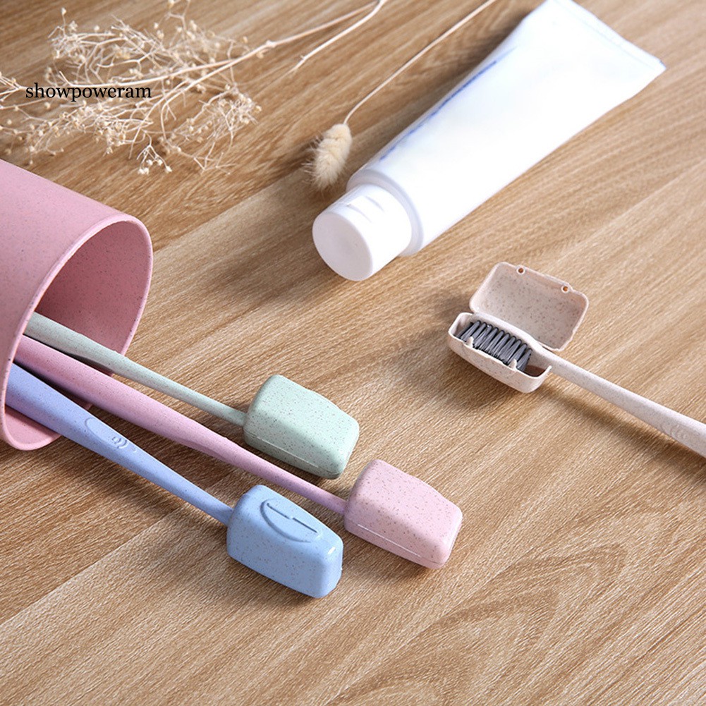 Set 4 Đầu Bọc Bàn Chải Đánh Răng Bằng Nhựa Tiện Dụng Khi Đi Du Lịch