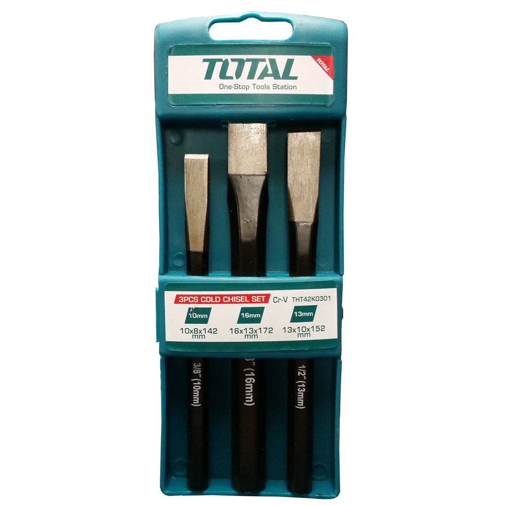 Bộ 3 đục dẹp nhọn Total THT42K0301
