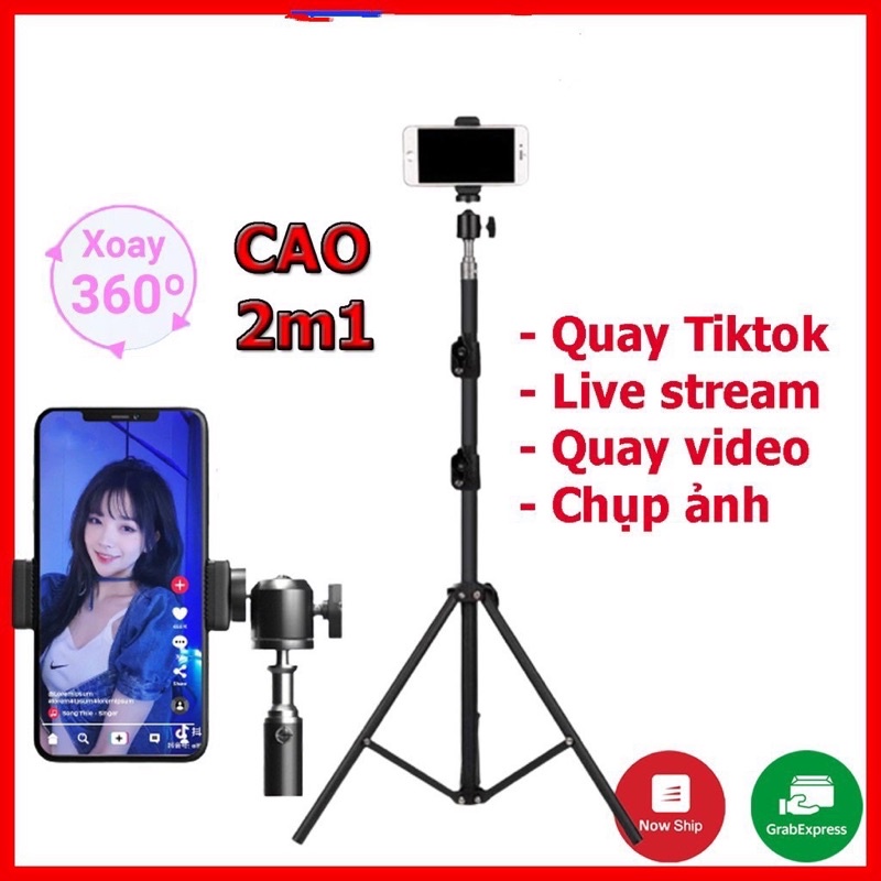 Giá đỡ điện thoại-Tripod quay TikTok chân đèn livestream chân đỡ máy ảnh cứng bền đẹp chắc chắn triệu view