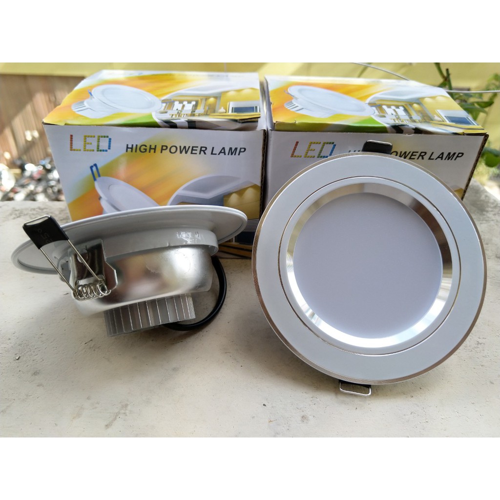 Bộ 2 đèn led âm trần thạch cao 220w 7w ánh sáng 3 màu