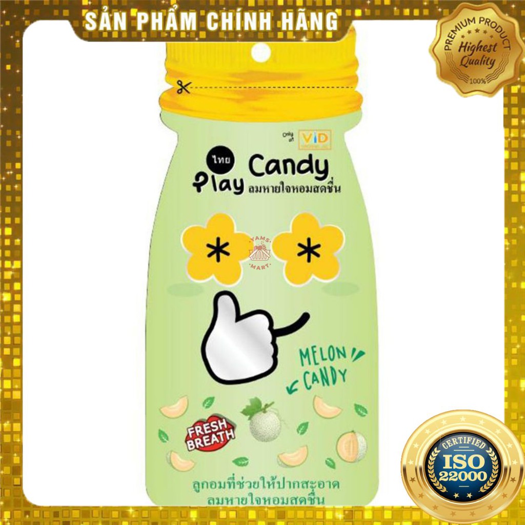 Combo 5 Kẹo Thơm Miệng Play Candy Vị Dưa Gang Gói 12G