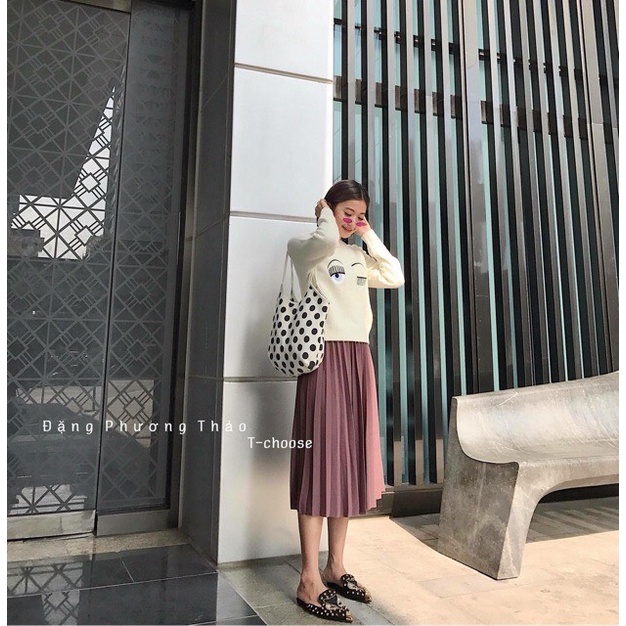 [Quà tặng là chun tóc nữ tính nhiều màu] Chân váy cạp chun xếp ly dáng dài qua gối bling 5 màu siêu đẹp Junnie Closet | BigBuy360 - bigbuy360.vn