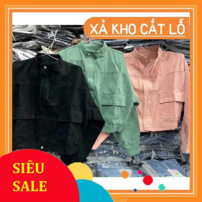 HOT KHOÁC JACKET KAKI CỔ TRỤ PHỐI KHOÁ KÉO - ảnh thật toàn bộ