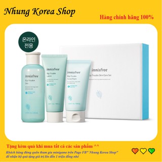 (Đủ bill) Bộ Dưỡng Da Mụn Cơ Bản Innisfree Bija Trouble Skincare Set chính hãng