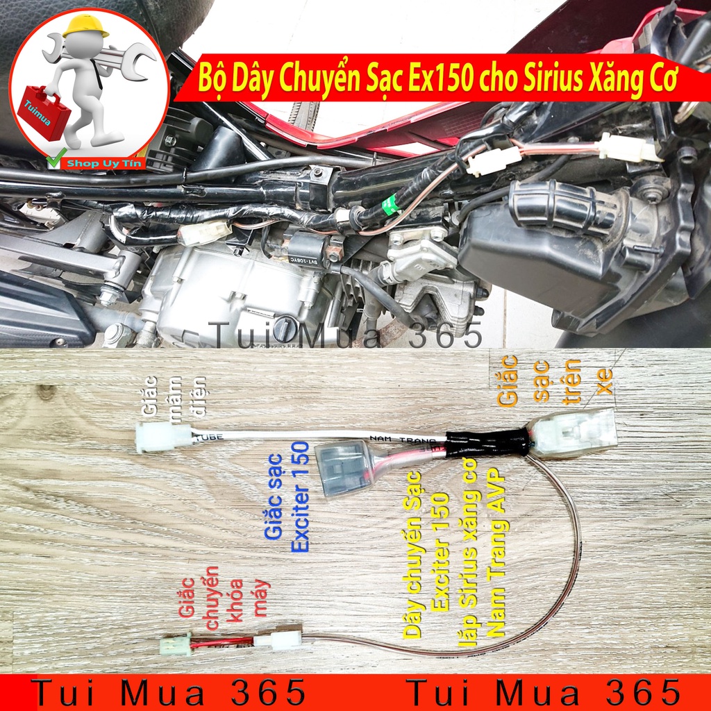 Bộ dây chuyển sạc Exciter 150 cho Sirius Xăng Cơ, Ex 135 2009 4 số