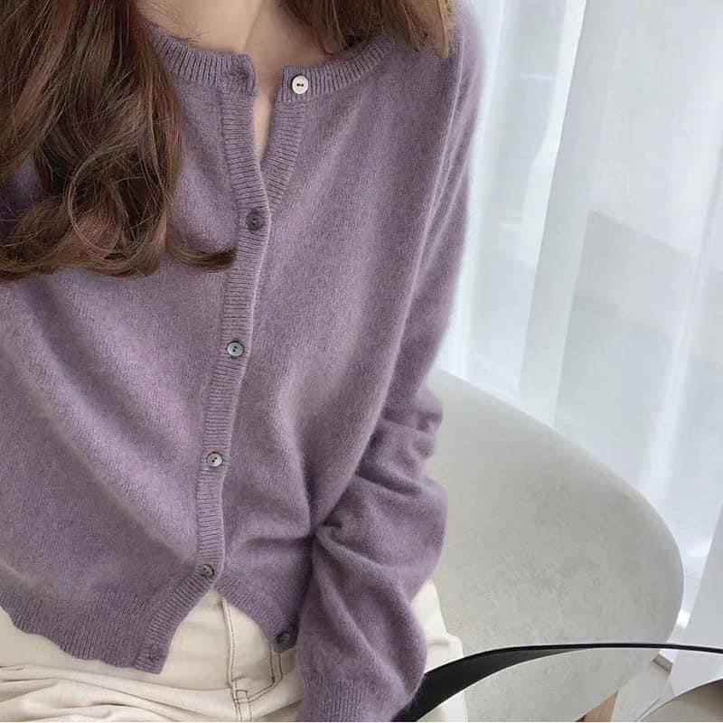 Áo khoác cardigan len dệt kim dài tay xinh xắn chất dày dặn phong cách Hàn Quốc
