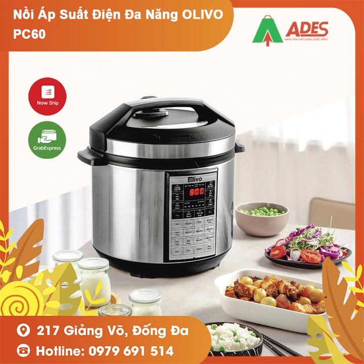 Nồi Áp Suất Điện Đa Năng OLIVO PC60 - 16 Chức Năng - Dung Tích 6L - Bảo hành chính hãng 24 tháng