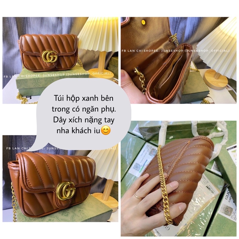 Túi đeo chéo nữ màu nâu tây size 17cm full hộp cực xinh