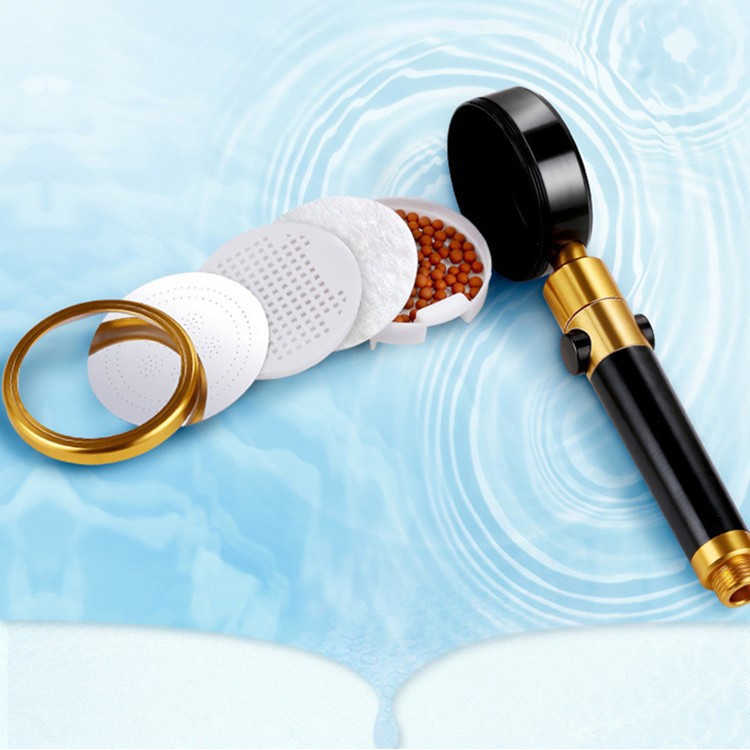 Vòi sen tăng áp bằng nhôm đúc cao cấp có nút bật tắt nước màu vàng đen - VS0055