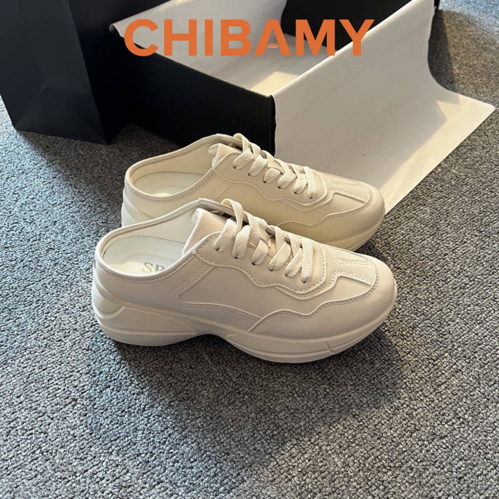 Sục thể thao nữ GC Trơn màu kem CHIBAMY, sục ullzang nữ độn đế 5cm form nhỏ