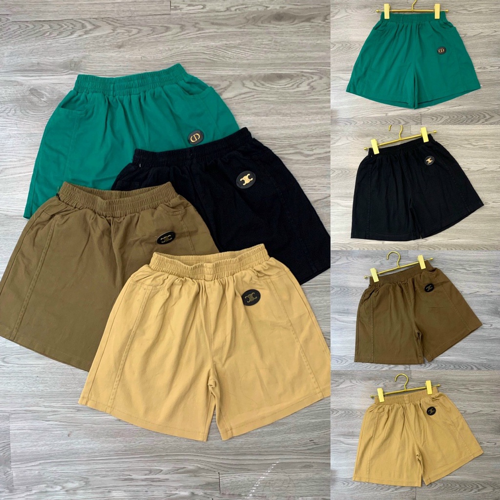 Quần đùi nữ kaki túi ngang chất KAKI cạp chun phong cách hàn quốc mác da loại 1 | BigBuy360 - bigbuy360.vn