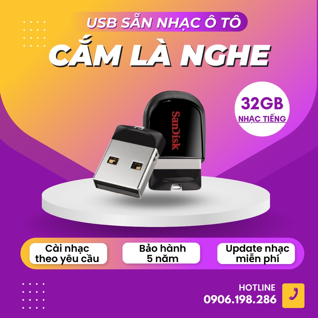 Usb nhạc cho ô tô 💖FREESHIP💖 Usb Ô tô 32GB nhạc tiếng siêu nhỏ,  full 2400 bài nhạc MP3 siêu hot