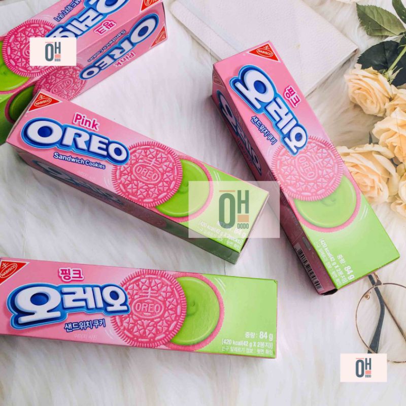 Oreo hồng anh đào nhân matcha Hàn Quốc 84g
