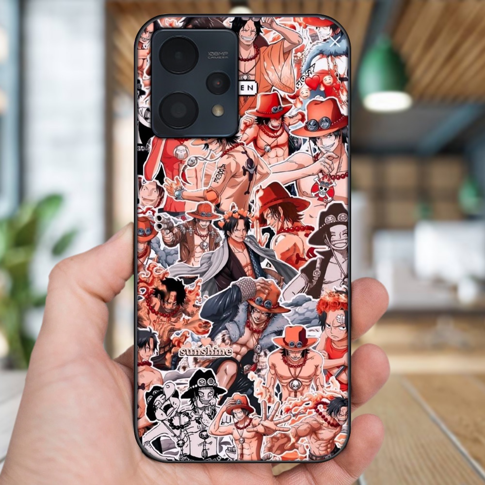 Ốp lưng Realme 9, 9 Pro, 9 Pro Plus viền đen in hình Ace One Piece