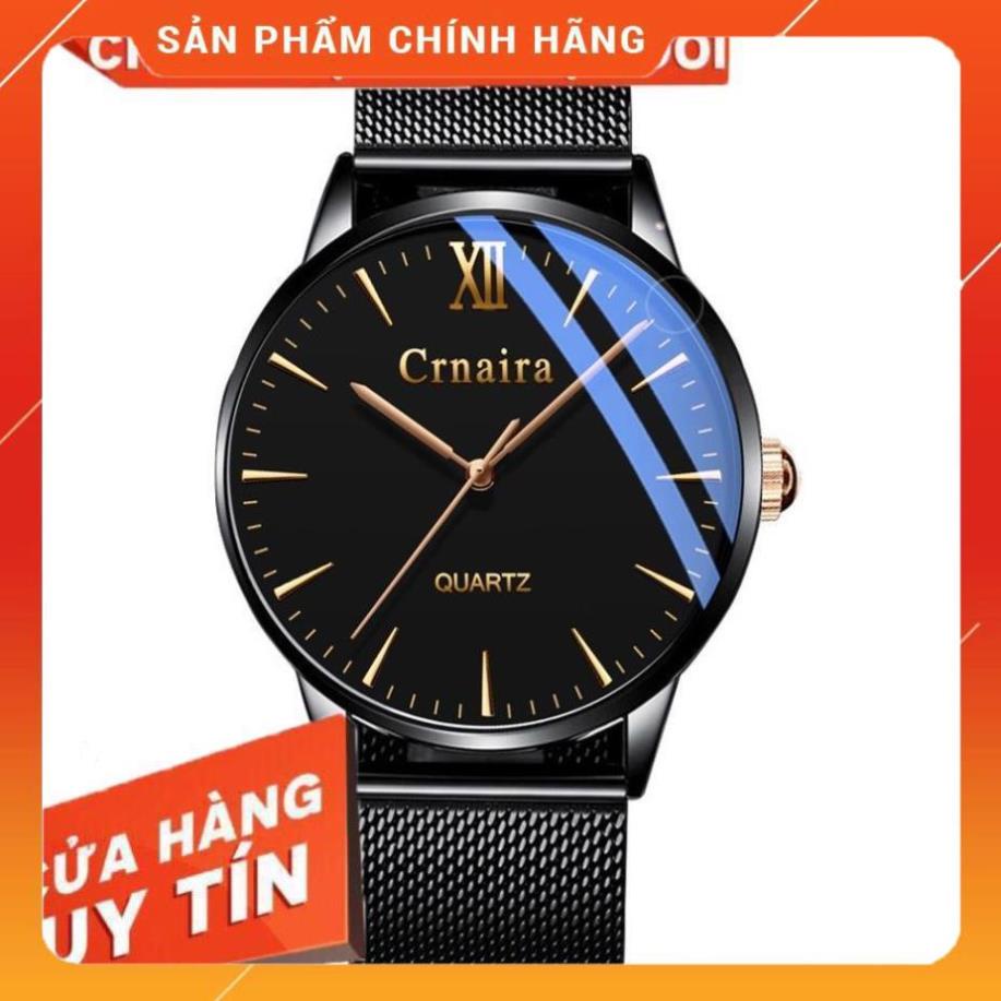 Đồng Hồ Nam Crnaira Japan C3079 Siêu Mỏng Dây Thép Lụa Cao Cấp