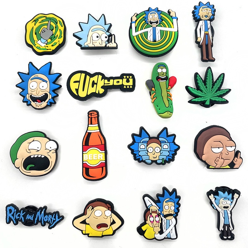 Phụ Kiện Trang Trí Khóa Giày Hình Rick Và Morty Bằng PVC