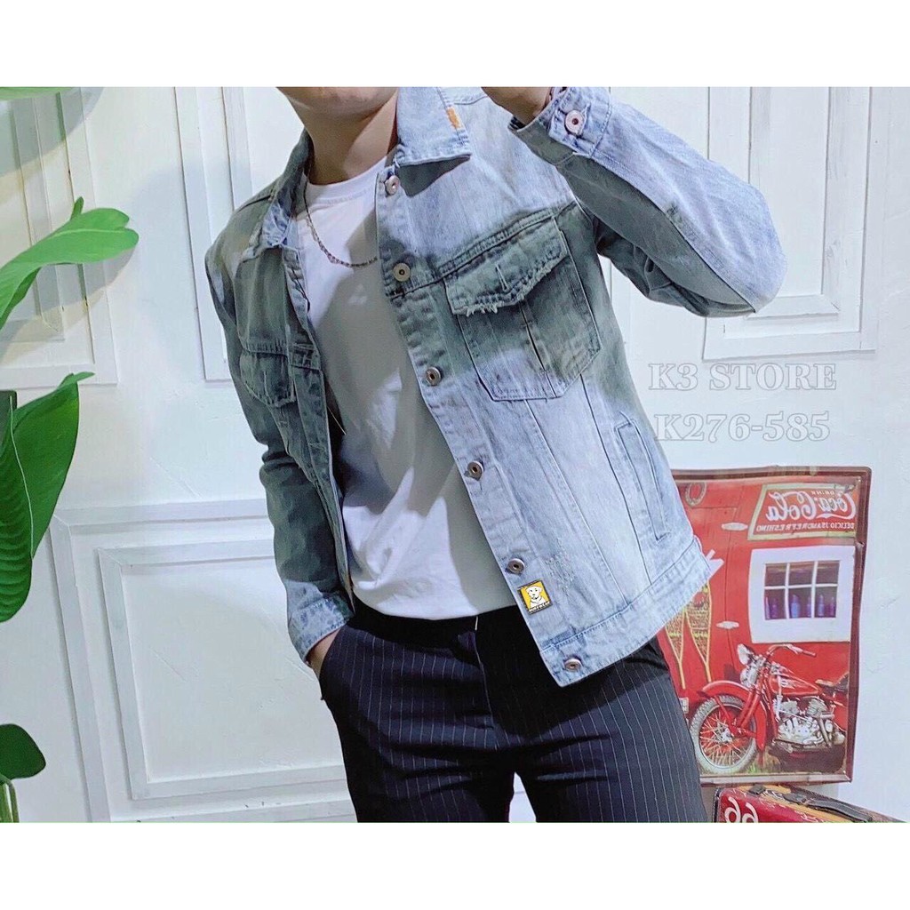 Áo khoác jean nam trơn cao cấp vải jean denim không nóng hàng chuẩn shop Phuongnamshop20 rkv14