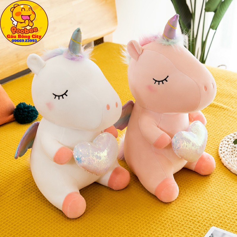 Kì Lân Ôm Tim Unicorn 25cm Mềm Mịn Cao Cấp Quà Tặng Ý Nghĩa Gấu Bông City