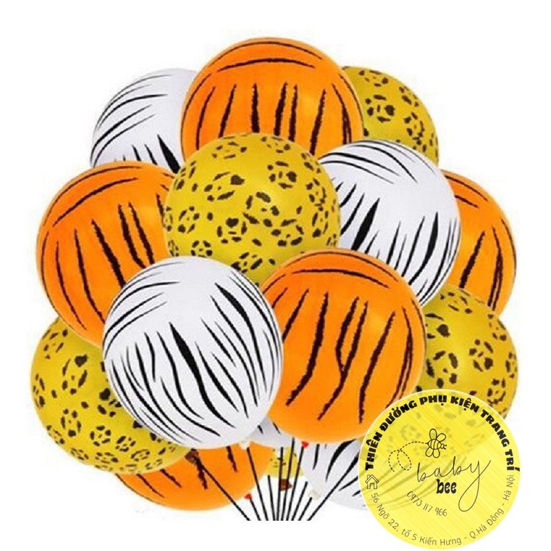 Set 5 Bóng Cao Su 12 inch Hoạ Tiết Da Báo, Ngựa Vằn, Hổ