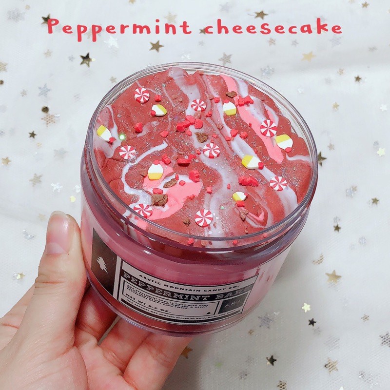 Chất Nhờn Ma Quái Slime DIY Giáng Sinh Bánh Kem Pho Mai Bạc Hà (Peppermint Cheesecake)
