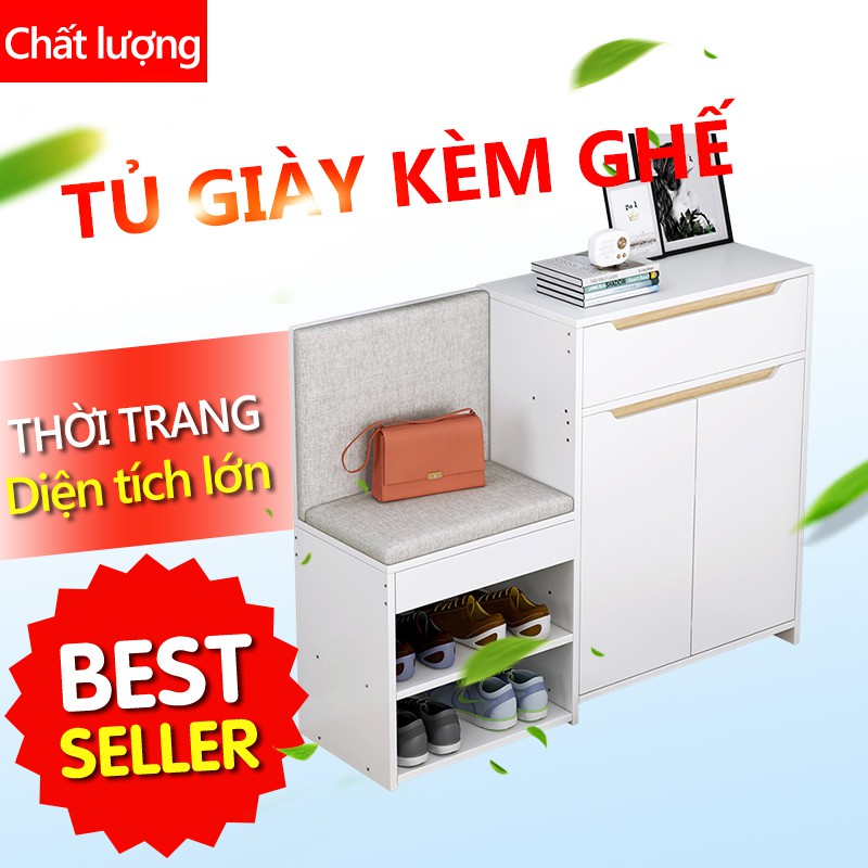 Tủ giày nhiều ngăn có cánh tủ có đệm ngồi thay giày dép tiện lợi chất liệu cao cấp độ bền cao FU207