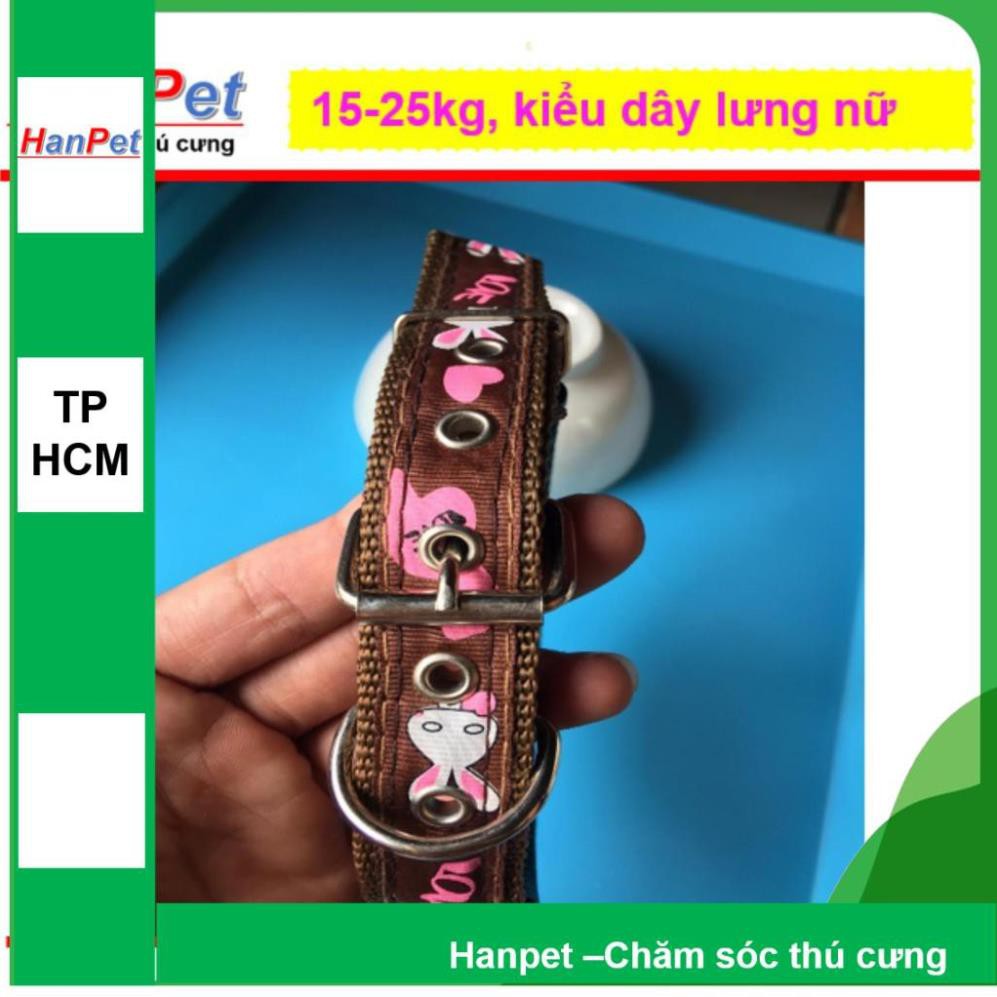 Hanpet.GV- Vòng cổ chó 15- 25kg, kiểu DÂY LƯNG NỮ, loại có đệm cổ (- 332)