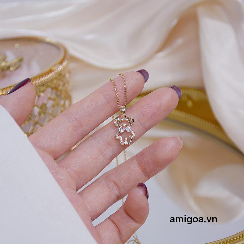 ✨✨Vòng cổ mặt hình gấu đính đá zircon dễ thương