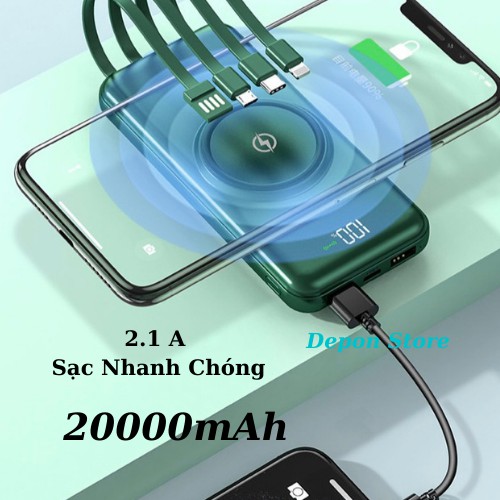 (Bấm chọn quà)Sạc Dự Phòng,Sạc Dự Phòng 20000 mah,Mẫu Cao Cấp Có 4 Đầu Ra Sẵn Tiện Mang Theo.