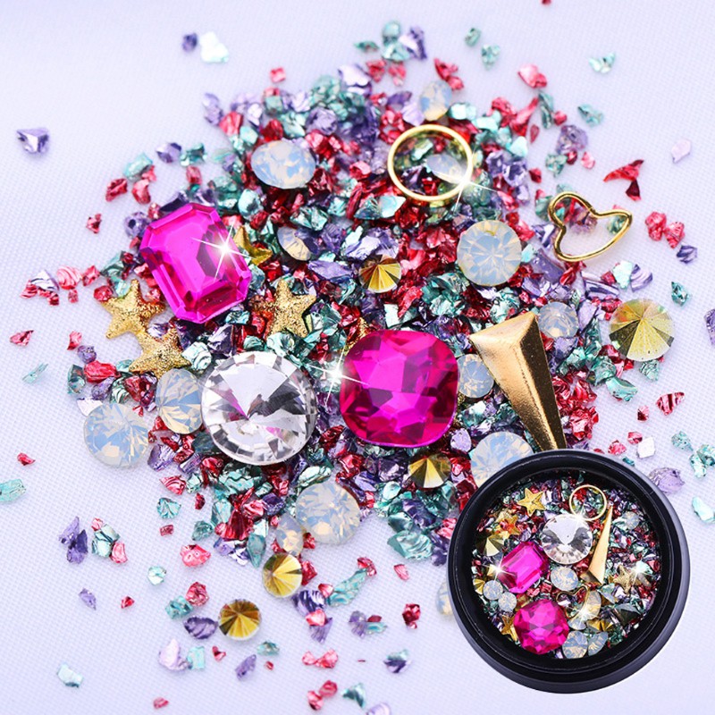 Set đá quý nhân tạo lấp lánh chuyên dụng trang trí móng tay/ phụ kiện resin epoxy diy