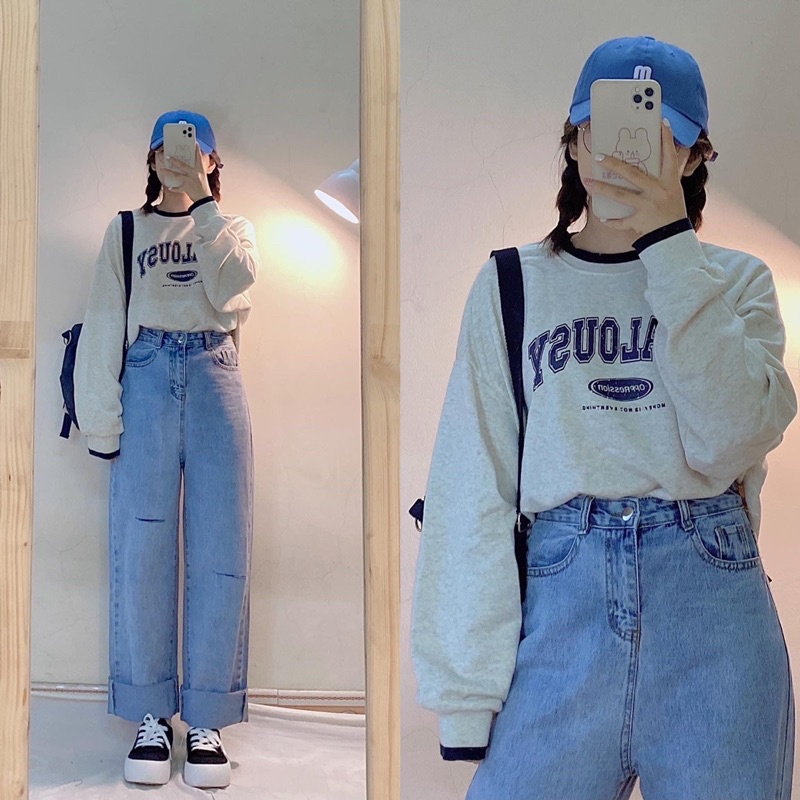 QUẦN JEANS SUÔNG RÁCH GỐI (kèm ảnh thật)