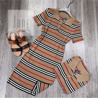 Váy body kẻ BBR cổ bẻ