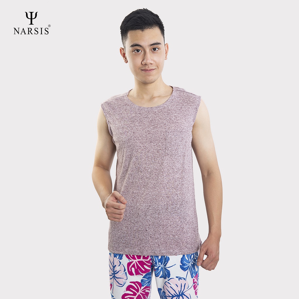 Áo sát nách nam Narsis D8040 cổ tròn màu mận chất liệu Cotton siêu mềm mại, thông thoáng, co giãn cực tốt