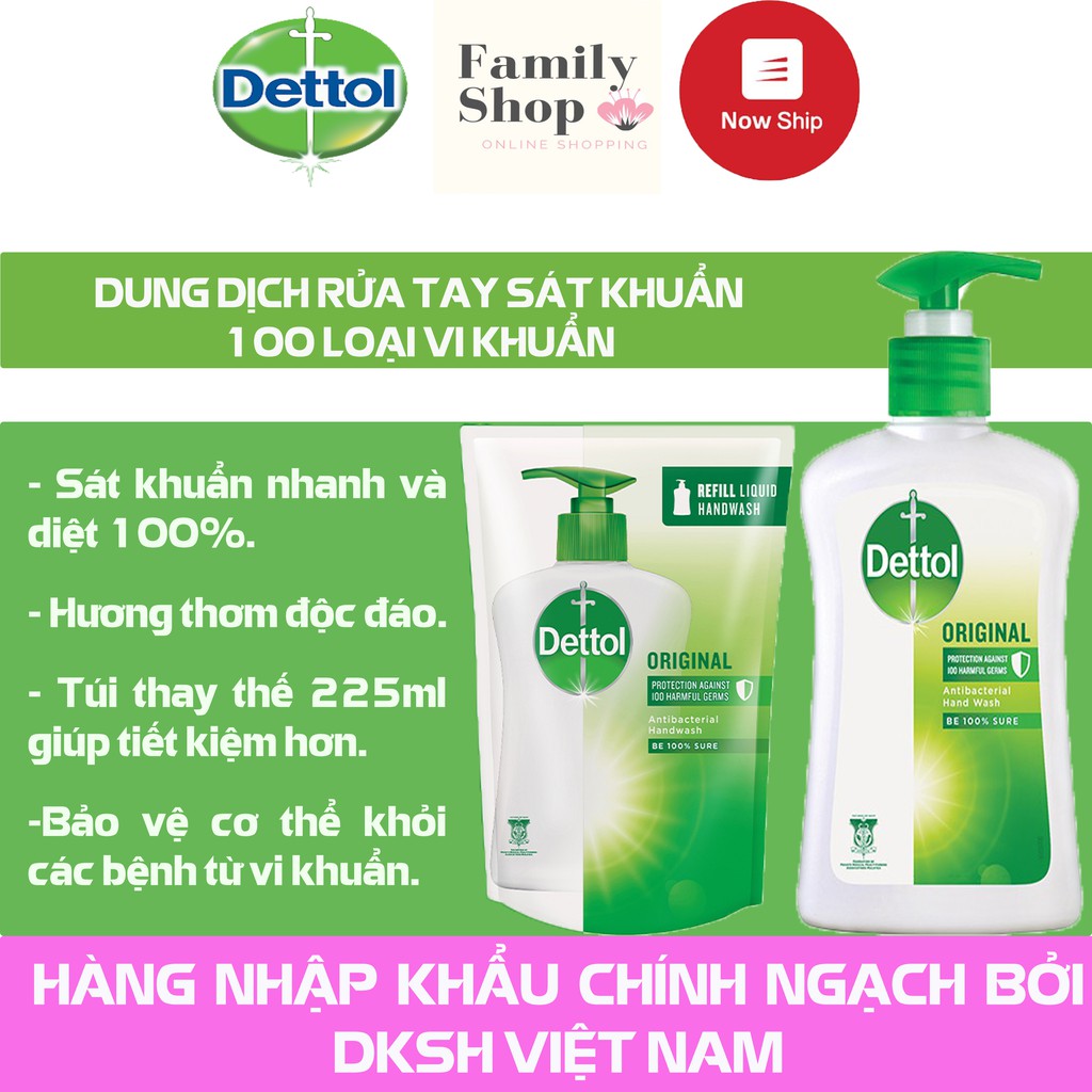 Dung Dịch Rửa Tay Dettol 250ml và Túi Thay Thế 225ml thumbnail