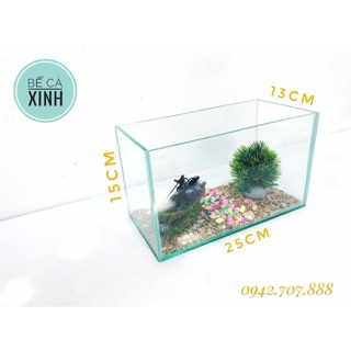Bể cá mini size 25x13x15cm/tàu mini trang trí bể cá (tặng kèm sỏi nền)