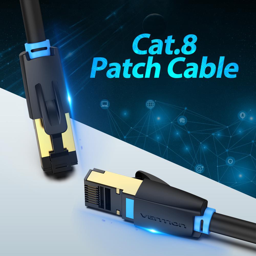 [Mã ELFLASH5 giảm 20K đơn 50K] Dây cáp mạng Cat8 SSTP tốc độ cao 40Gbps Vention độ dài 1m/1.5m/2m/3m/5m