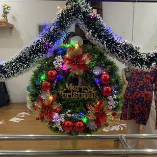 [Ưu đãi] Vòng nguyệt quế (đường kình 40cm)- Vòng hoa trang trí Noel, trang trí cửa kính, trang trí Giáng Sinh
