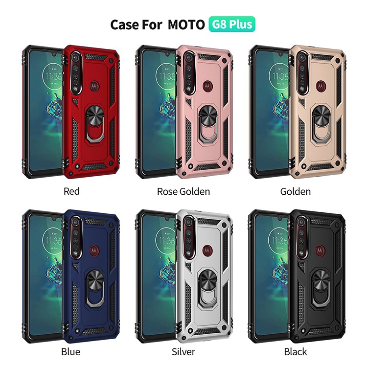 Ốp điện thoại TPU+PC phối giá đỡ nhẫn từ tính cho Motorola Moto G6 G7 Play G8 Plus / G7 Power / One