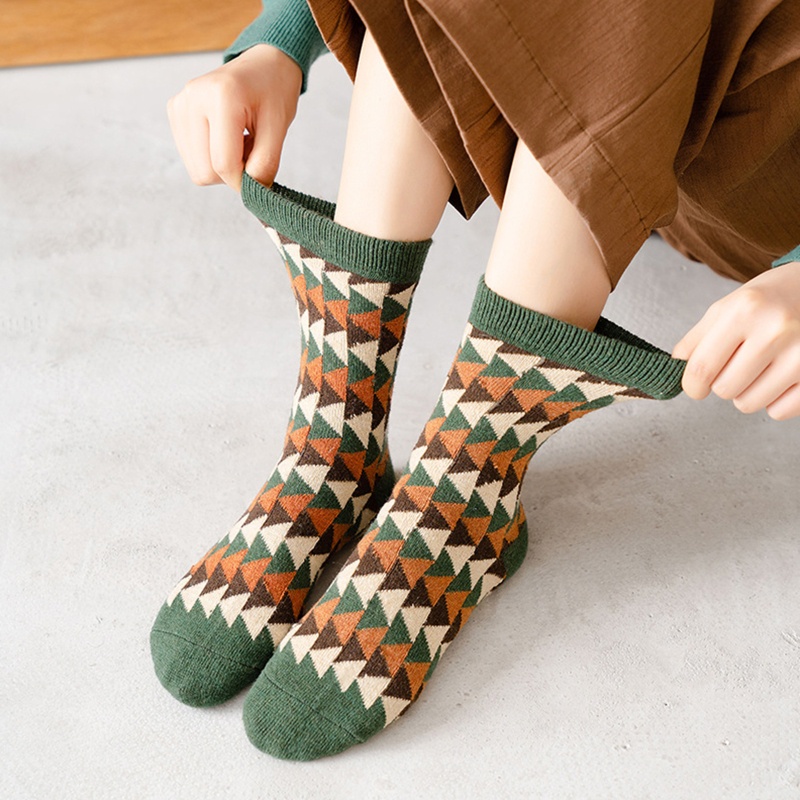 Vớ Màu Xanh Bơ Phong Cách Cổ Điển Xinh Xắn ​1 Đôi Vớ Dày Giữ Ấm Chân Vào Mùa Đông Cho Nữ
