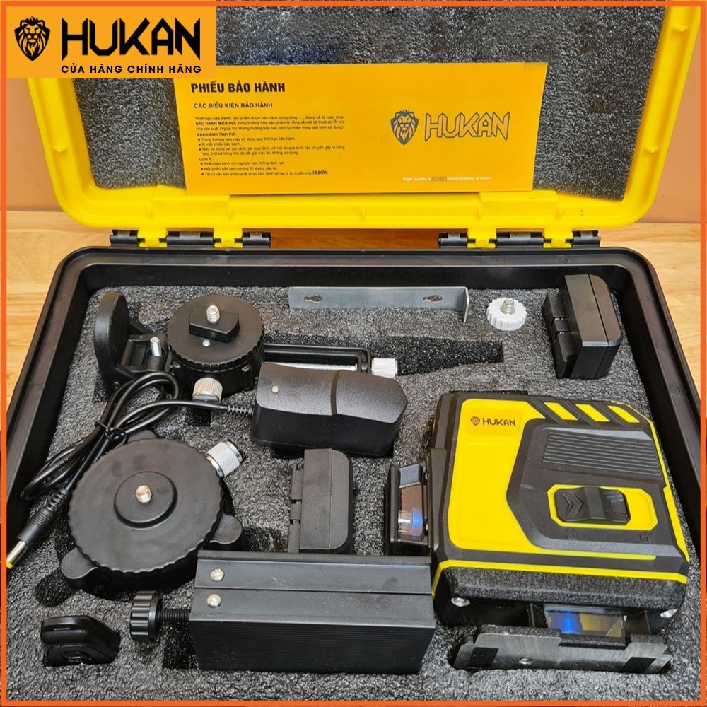 Máy bắn cos, cân bằng laze HUKAN KH-355 tia xanh có điều khiển tia từ xa. Bảo hành 12 tháng.