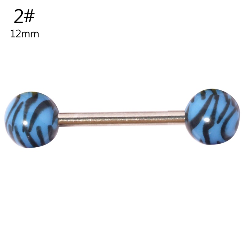 Khuyên Lưỡi Ngắn Bằng Thép Không Gỉ Chống Dị Ứng Họa Tiết Da Báo Cá Tính