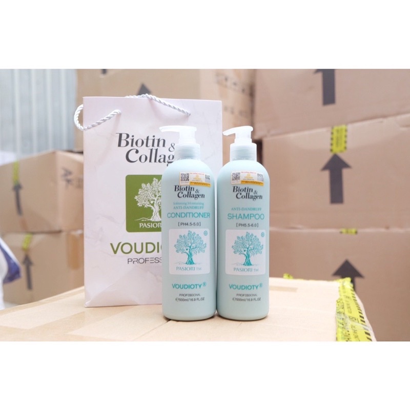 [Combo] Cặp Dầu Gội Xả Biotin Collagen Voudioty Giúp Phục Hồi Mọc Tóc Và Kềm Dầu 500ML - Wincy Mart
