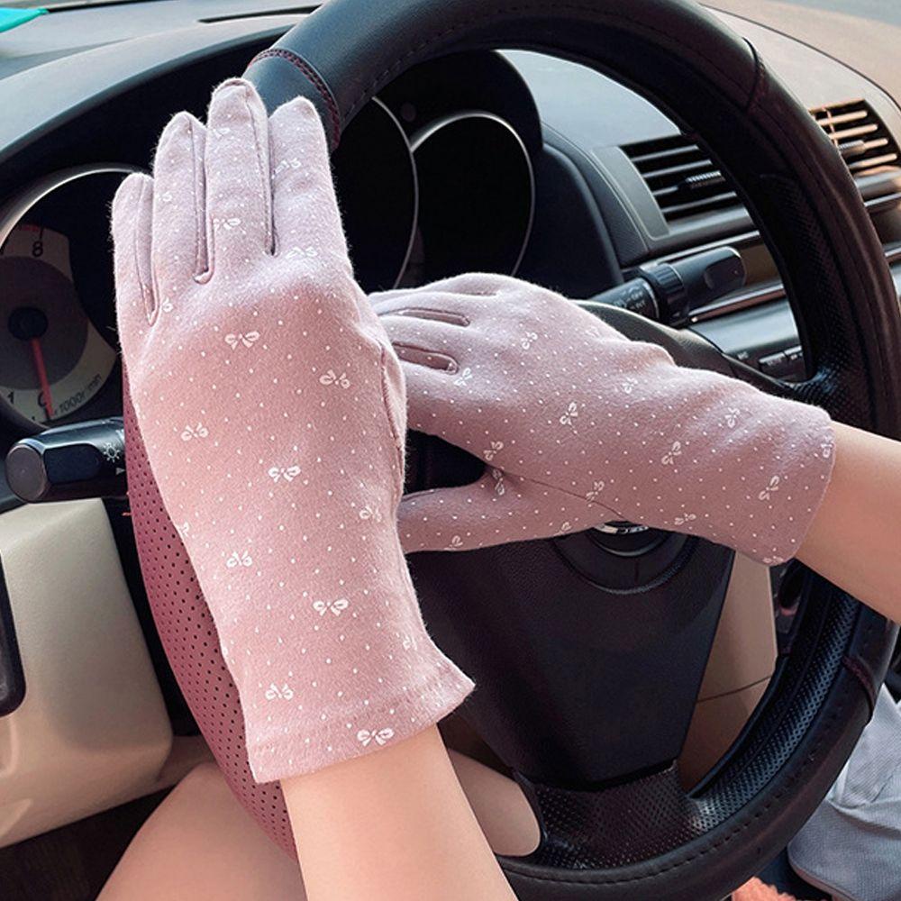 Găng Tay Cotton Chống Tia UV Họa Tiết Chấm Bi Có Thể Chạm Màn Hình Cảm Ứng Dành Cho Nữ